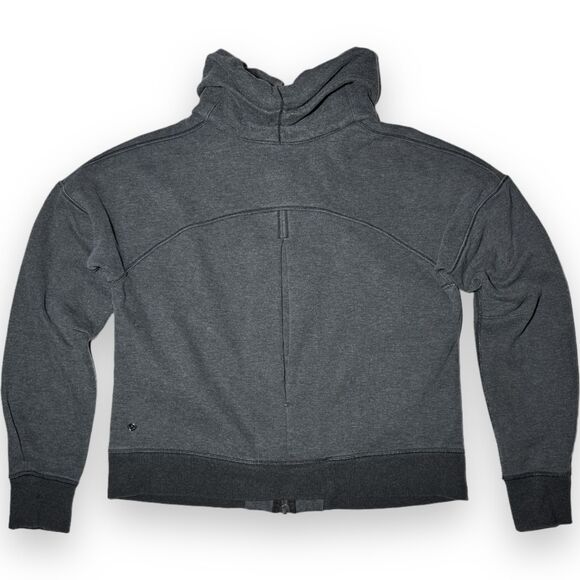 Lululemon Hug It Out Full Zip Sweater Funnel Neck Heathered Black/Grey 12 - Picture 6 of 16